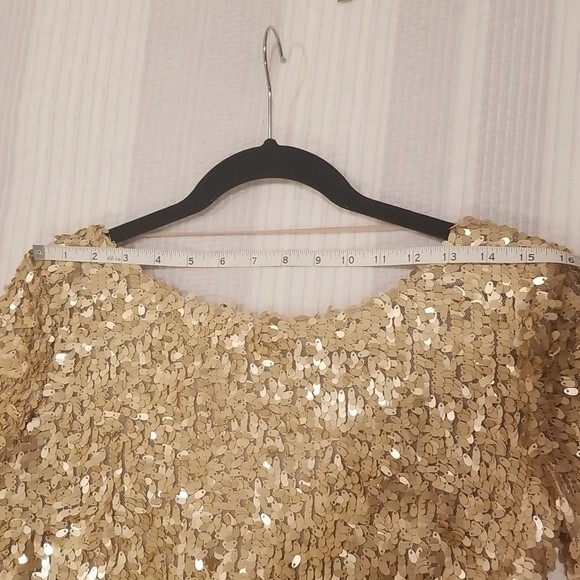 NWT Ark & Co Sequin Mini Dress, gold, size M - Picture 4 of 15